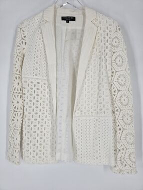 Central Park West White Crochet Eyelet Blazer Top Size XS NEW